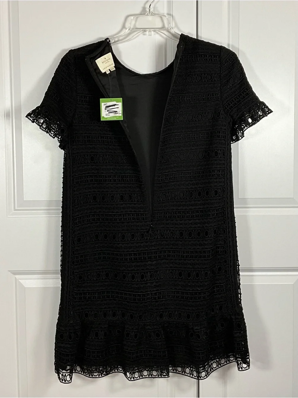 kate spade NY Lace Dress Size 2 Black Mini Ruffle Hem NWT